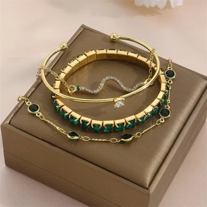 Emerald Green Bracelet Set (4 Pieces/Set)